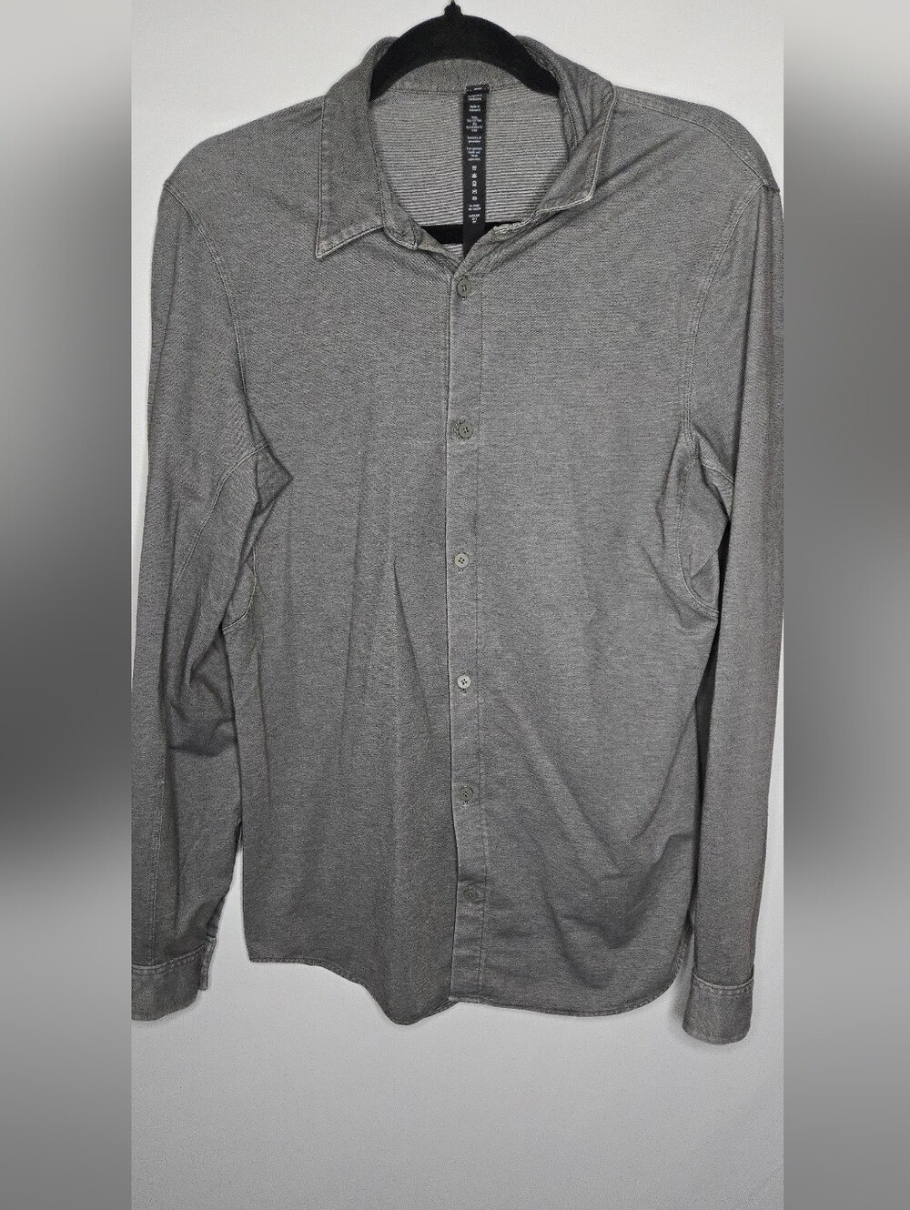 Lululemon Athletica Commission Heathered Gray Long-Sleeve Button-Down Shirt S